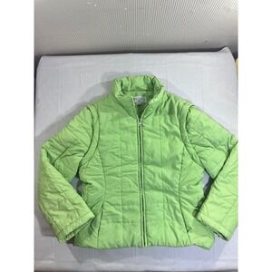 Casual Corner Annex Women‎ Jacket Green Quilted Full Zip Casual Outdoor Size MP